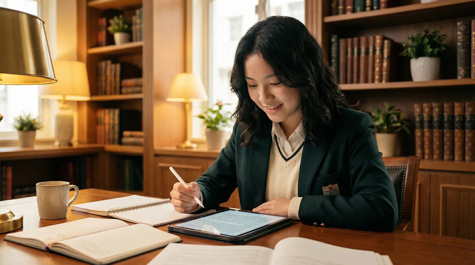 Student learning English with MAGISTER
