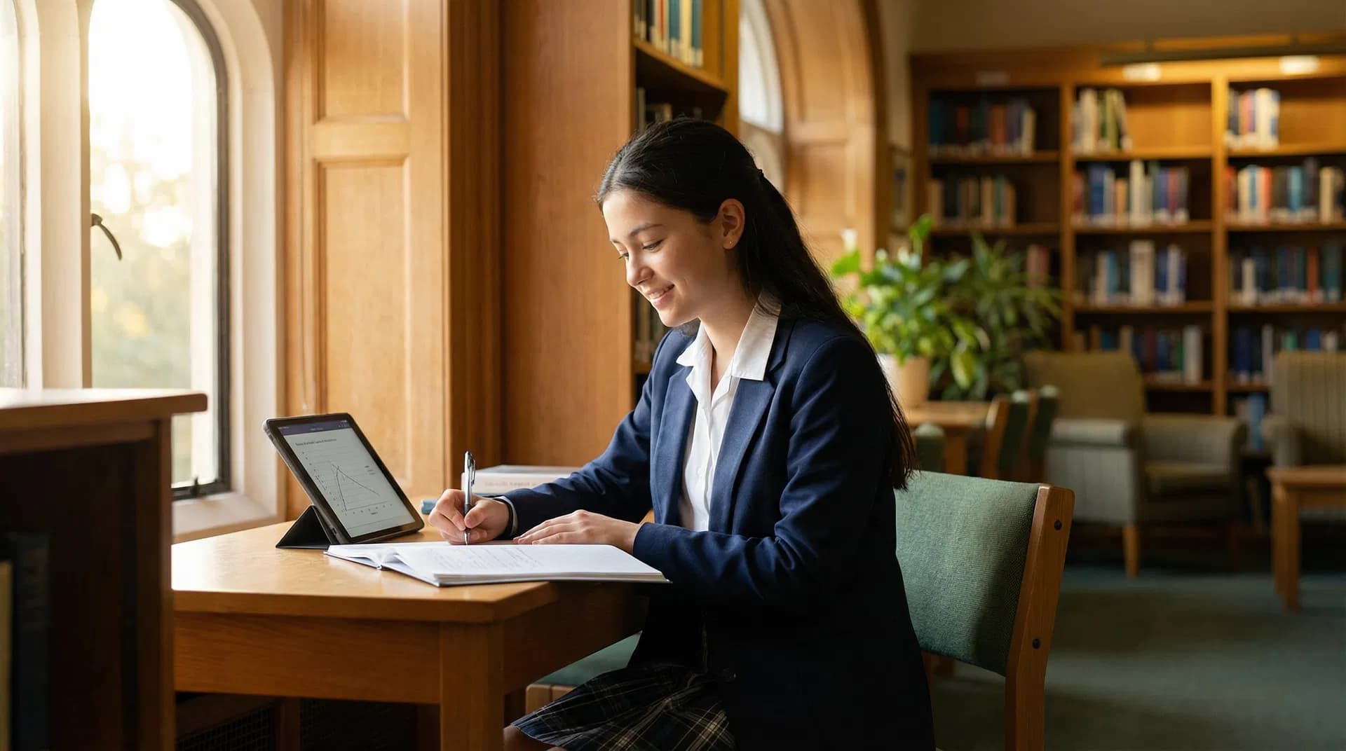 Secondary student studying
